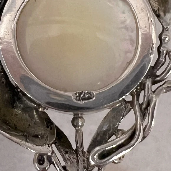 Mabe Pink Pearl Sterling Silver Openwork Leaf Pendant 20” Necklace - Picture 10 of 12